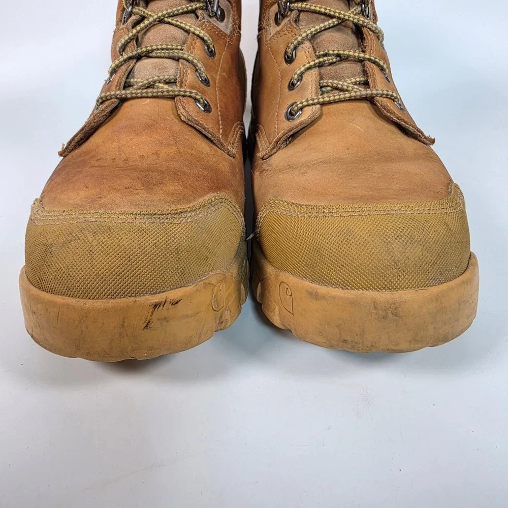 Carhartt Waterproof Work Boots Men's 12 Brown Leather Soft Toe Lace Up Workwear